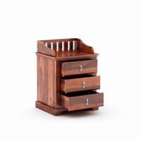 Woodzest 3-Drawer Wooden Bedside Table – Sheesham Finish