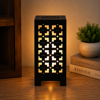 Modern Geometric Wooden Table Lamp | Decorative Warm LED Night Light for Living Room & Bedroom