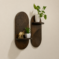 Modern Wooden Wall Shelf Set of 2 | Decorative Floating Wall Shelves for Home Decor