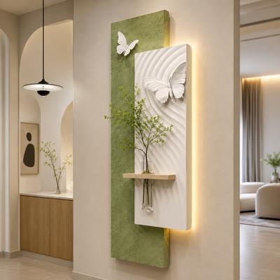 LED Butterfly Wall Art Panel with Shelf | Modern 3D Decorative Wall Decor