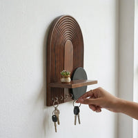 Arch Wooden Wall Key Holder with Shelf