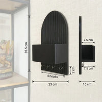 Black Wooden Wall Key Holder with Shelf