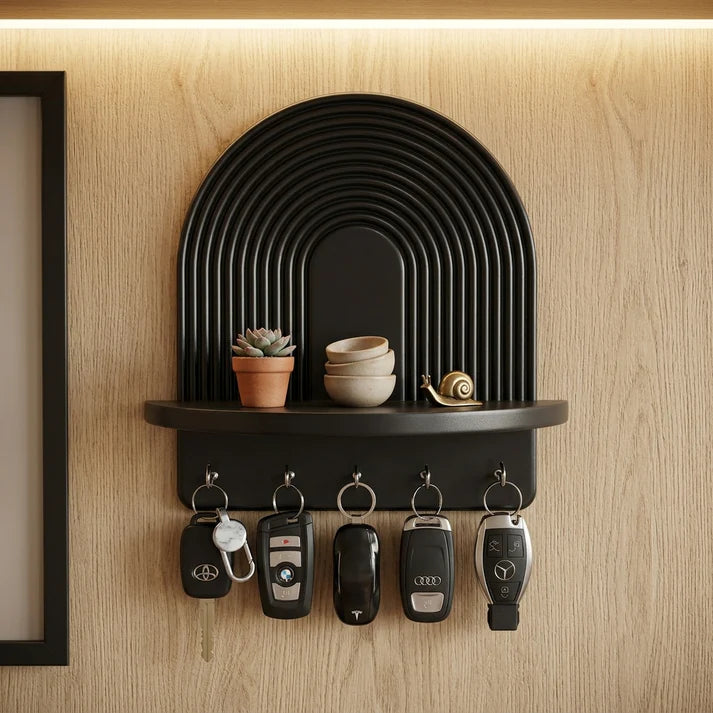 Modern Arch Wall Key Holder with Shelf