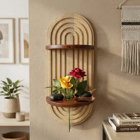 Double Shelf Arch Wall Organizer with Vase Holder
