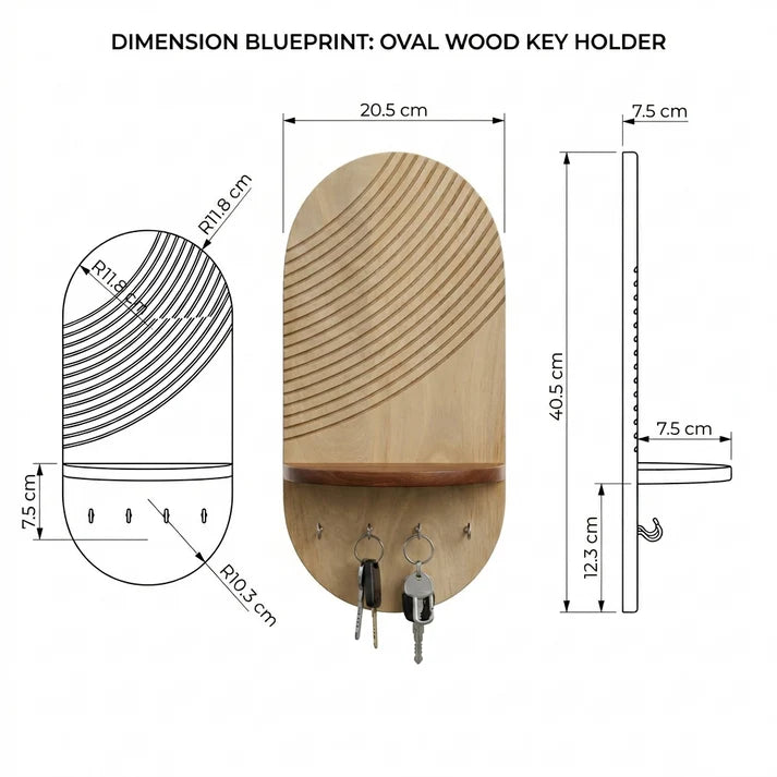 Wooden Wall Key Holder with Shelf