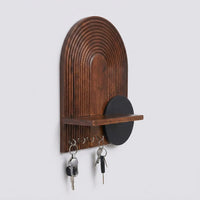 Arch Wooden Wall Key Holder with Shelf