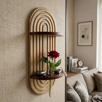 Double Shelf Arch Wall Organizer with Vase Holder