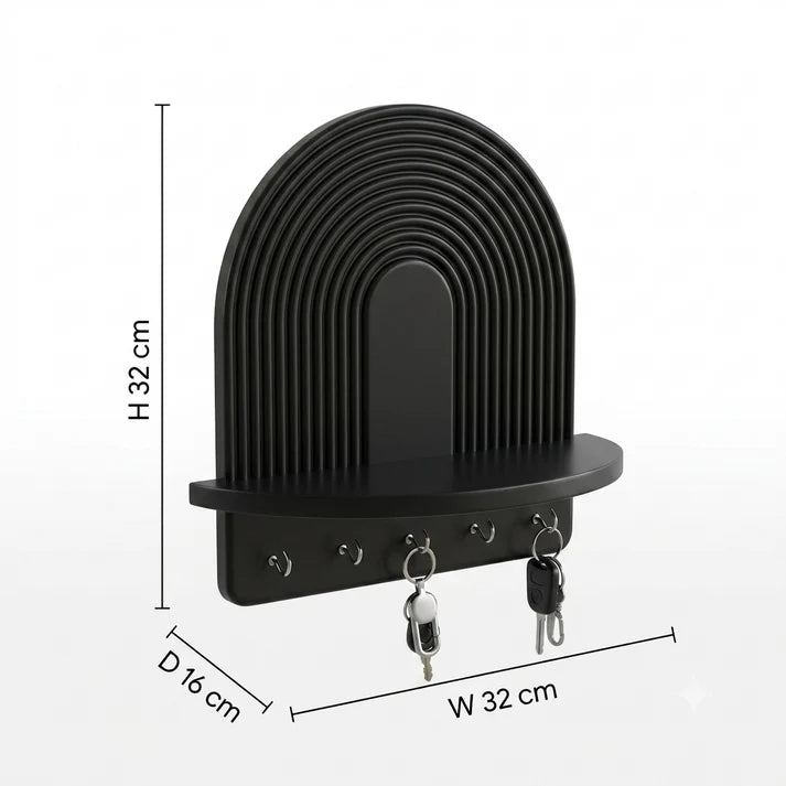 Modern Arch Wall Key Holder with Shelf