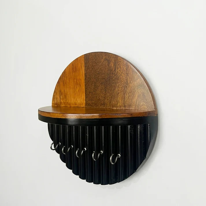 Wooden Wall Key Holder with Shelf