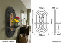 Black Arch Wall Shelf with Glass Vase Holder