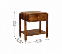 Modern Walnut Wooden Bedside Table – 1 Drawer Nightstand with Open Storage Shelf