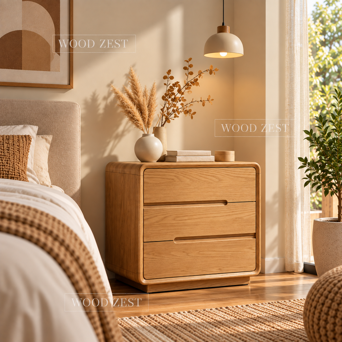 Natural Oak 3 Drawer Wooden Chest of Drawers for Bedroom