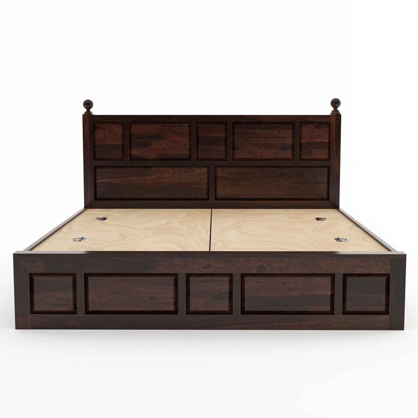 Solid Sheesham Wood King Size Bed with Storage for Bedroom