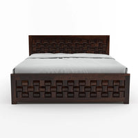 Solid Sheesham Wood King Size Bed with Storage for Modern Bedroom