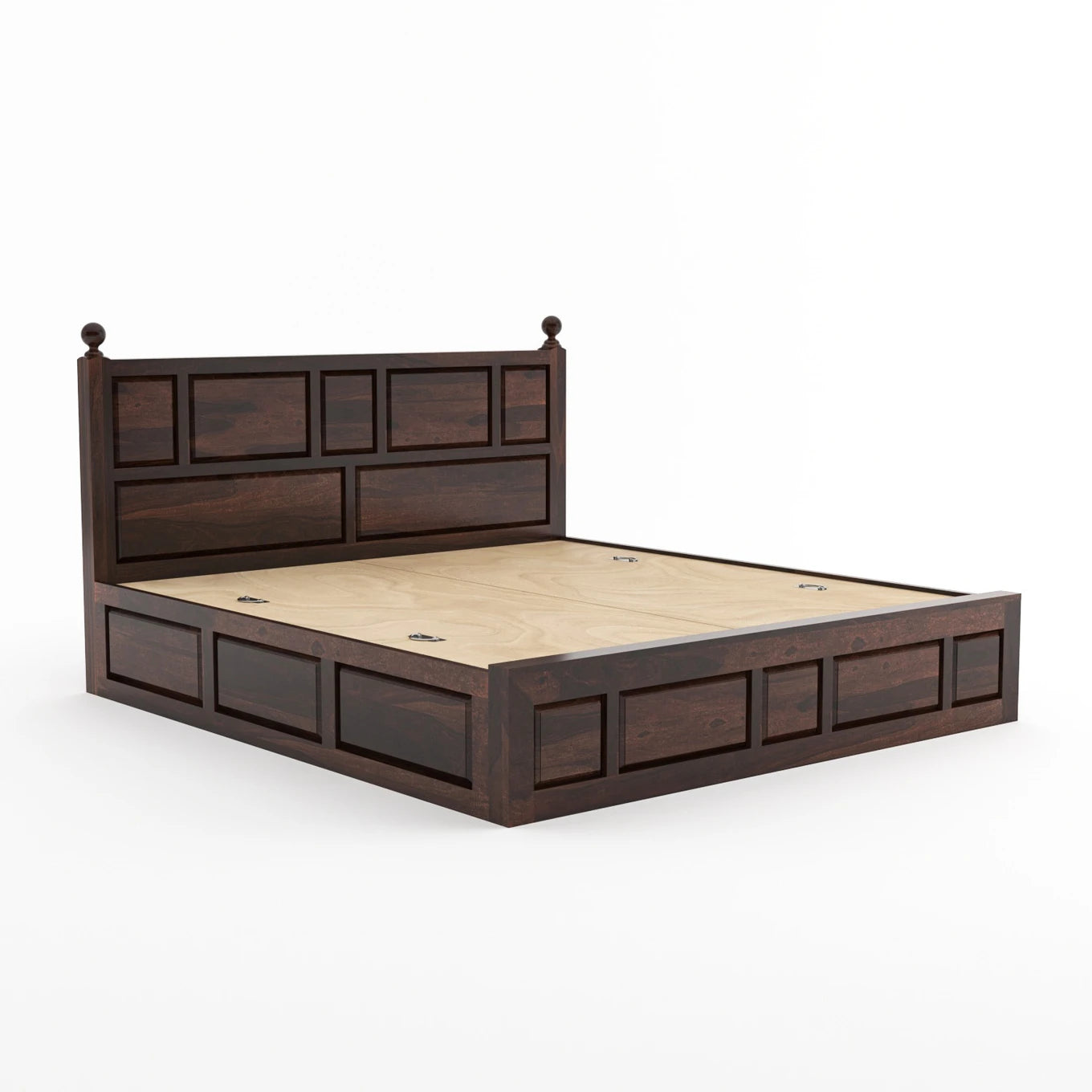 Solid Sheesham Wood King Size Bed with Storage for Bedroom