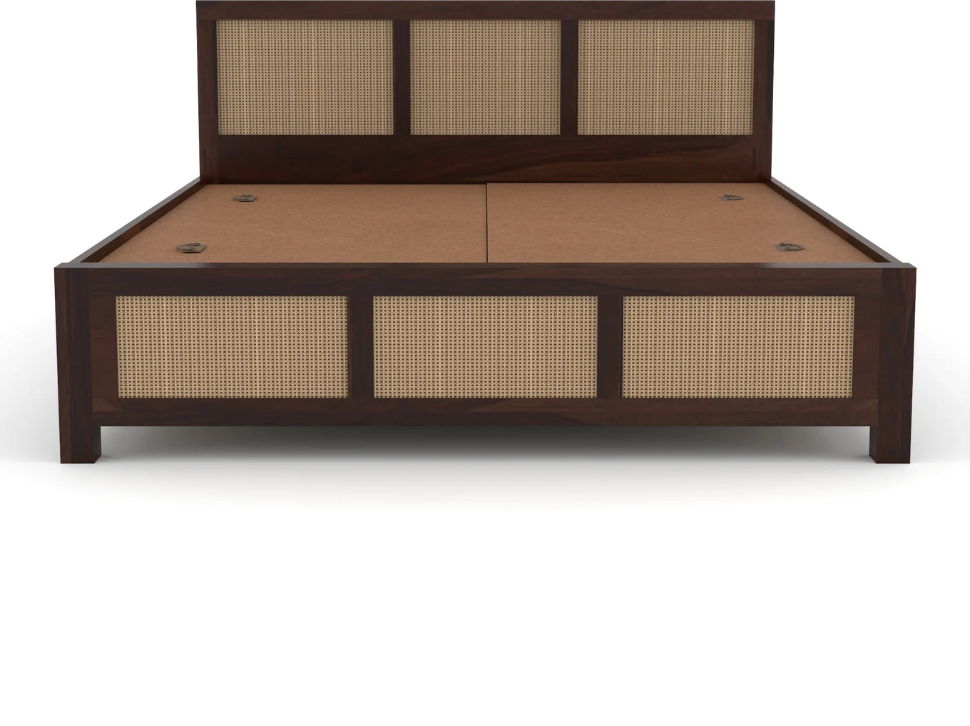 Solid Sheesham Wood Cane King Size Bed with Storage for Bedroom