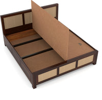 Solid Sheesham Wood Cane King Size Bed with Storage for Bedroom