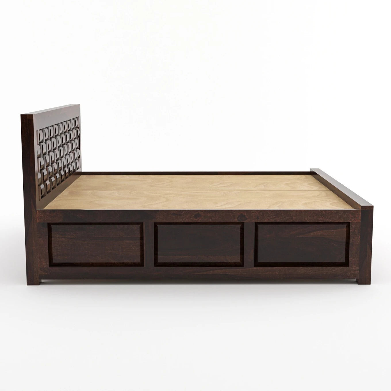 Solid Sheesham Wood King Size Bed with Storage for Modern Bedroom