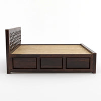 Solid Sheesham Wood King Size Bed with Storage for Modern Bedroom