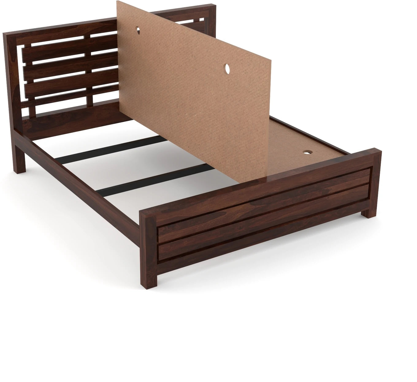 Solid Sheesham Wood Queen Size Bed with Storage for Bedroom