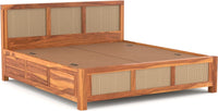 Solid Sheesham Wood Cane King Size Bed with Storage for Bedroom