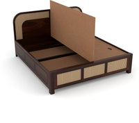 Solid Sheesham Wood Cane King Size Bed with Storage for Bedroom