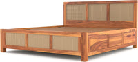 Solid Sheesham Wood Cane King Size Bed with Storage for Bedroom