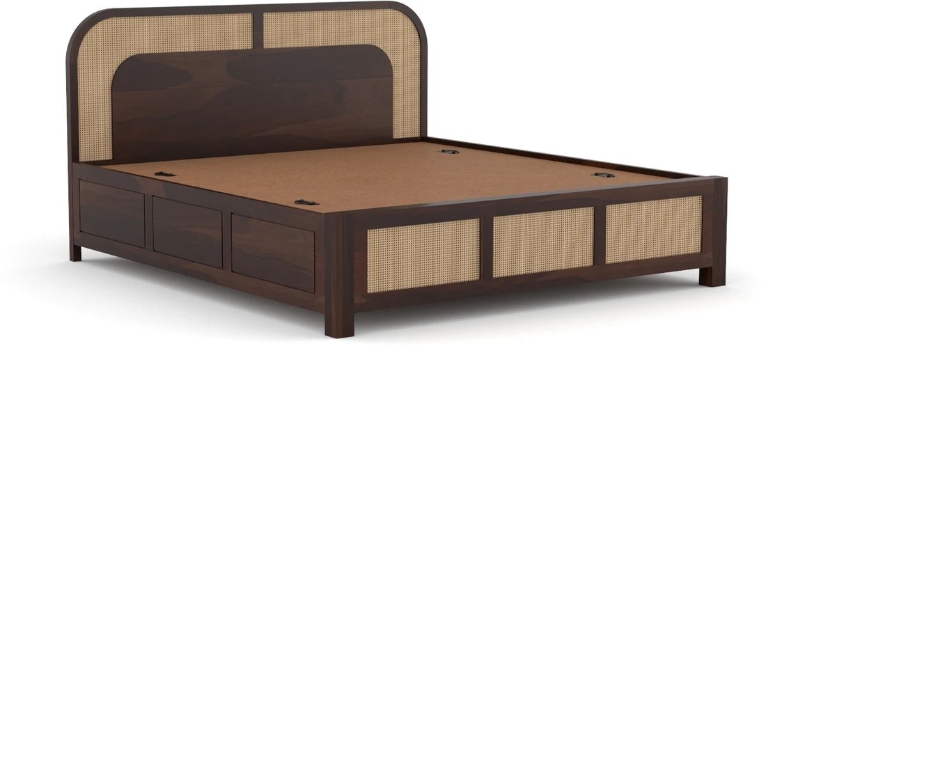 Solid Sheesham Wood Cane King Size Bed with Storage for Bedroom