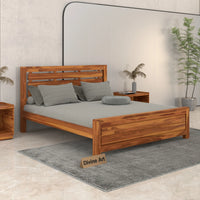 Solid Sheesham Wood King Size Bed Frame for Modern Bedroom