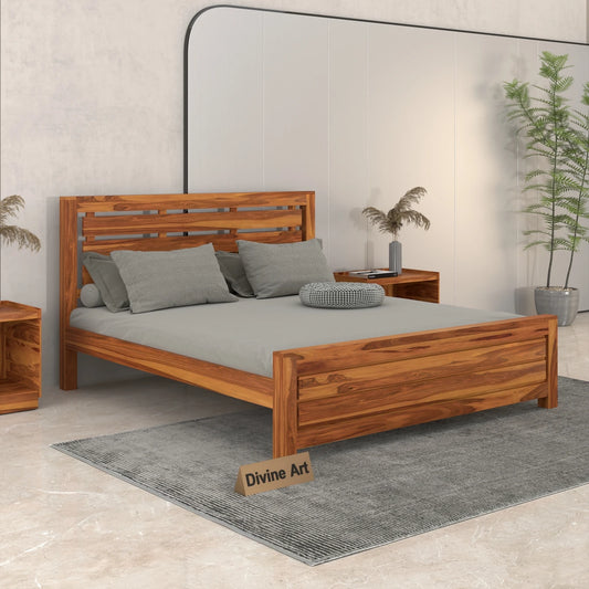 Solid Sheesham Wood King Size Bed Frame for Modern Bedroom