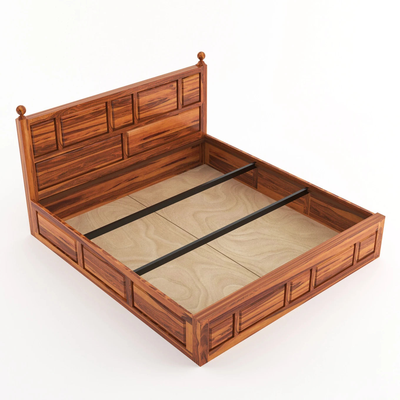 Solid Sheesham Wood King Size Bed with Storage for Bedroom