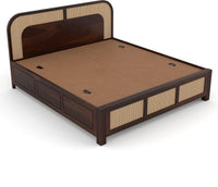 Solid Sheesham Wood Cane King Size Bed with Storage for Bedroom