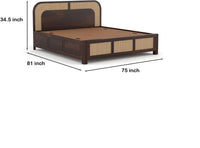 Solid Sheesham Wood Cane King Size Bed with Storage for Bedroom