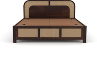 Solid Sheesham Wood Cane King Size Bed with Storage for Bedroom