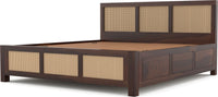 Solid Sheesham Wood Cane King Size Bed with Storage for Bedroom