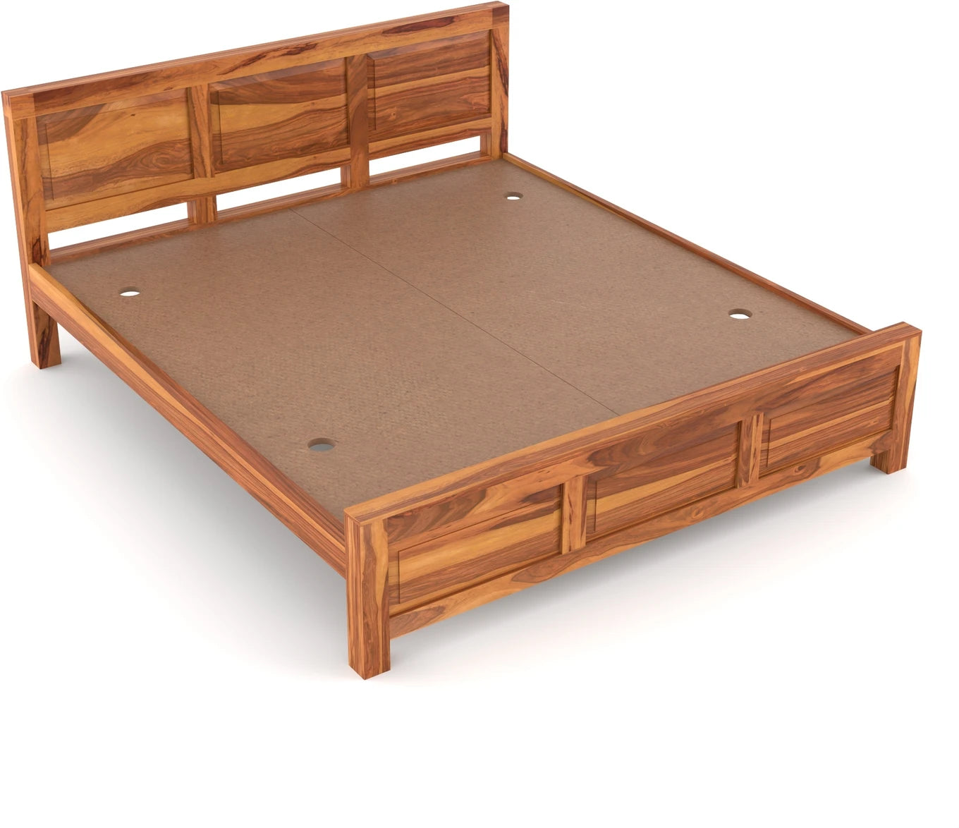 Solid Sheesham Wood King Size Bed Frame for Modern Bedroom