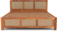Solid Sheesham Wood Cane King Size Bed with Storage for Bedroom