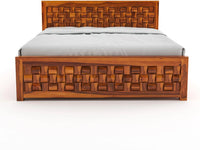 Solid Sheesham Wood King Size Bed with Storage for Modern Bedroom