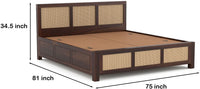 Solid Sheesham Wood Cane King Size Bed with Storage for Bedroom