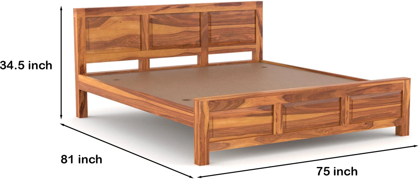 Solid Sheesham Wood King Size Bed Frame for Modern Bedroom