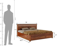 Solid Sheesham Wood King Size Bed with Storage for Bedroom