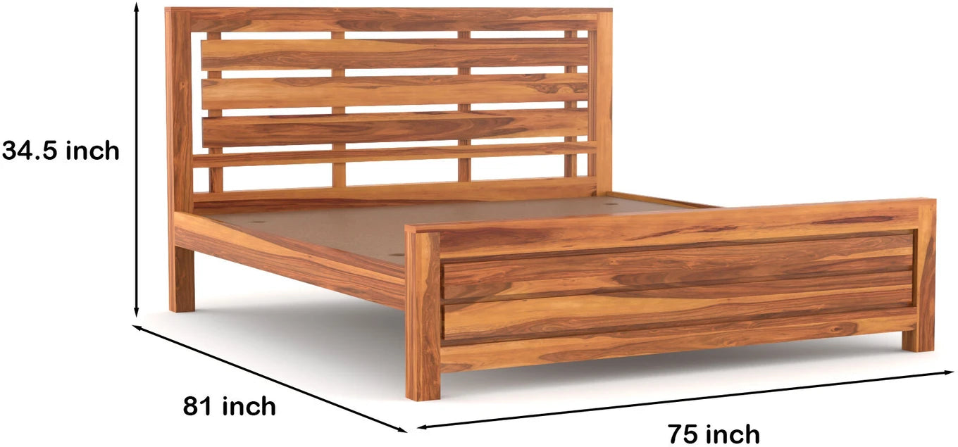 Solid Sheesham Wood King Size Bed Frame for Modern Bedroom