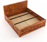 Solid Sheesham Wood King Size Bed with Storage for Modern Bedroom