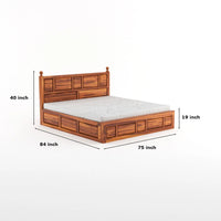 Solid Sheesham Wood King Size Bed with Storage for Bedroom