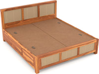 Solid Sheesham Wood Cane King Size Bed with Storage for Bedroom