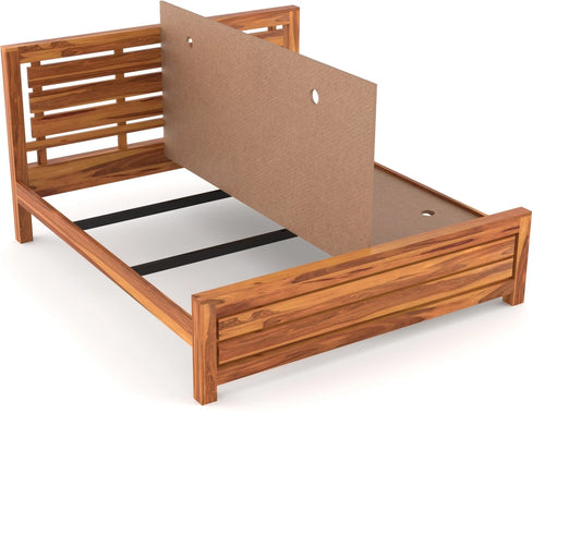 Solid Sheesham Wood King Size Bed Frame for Modern Bedroom