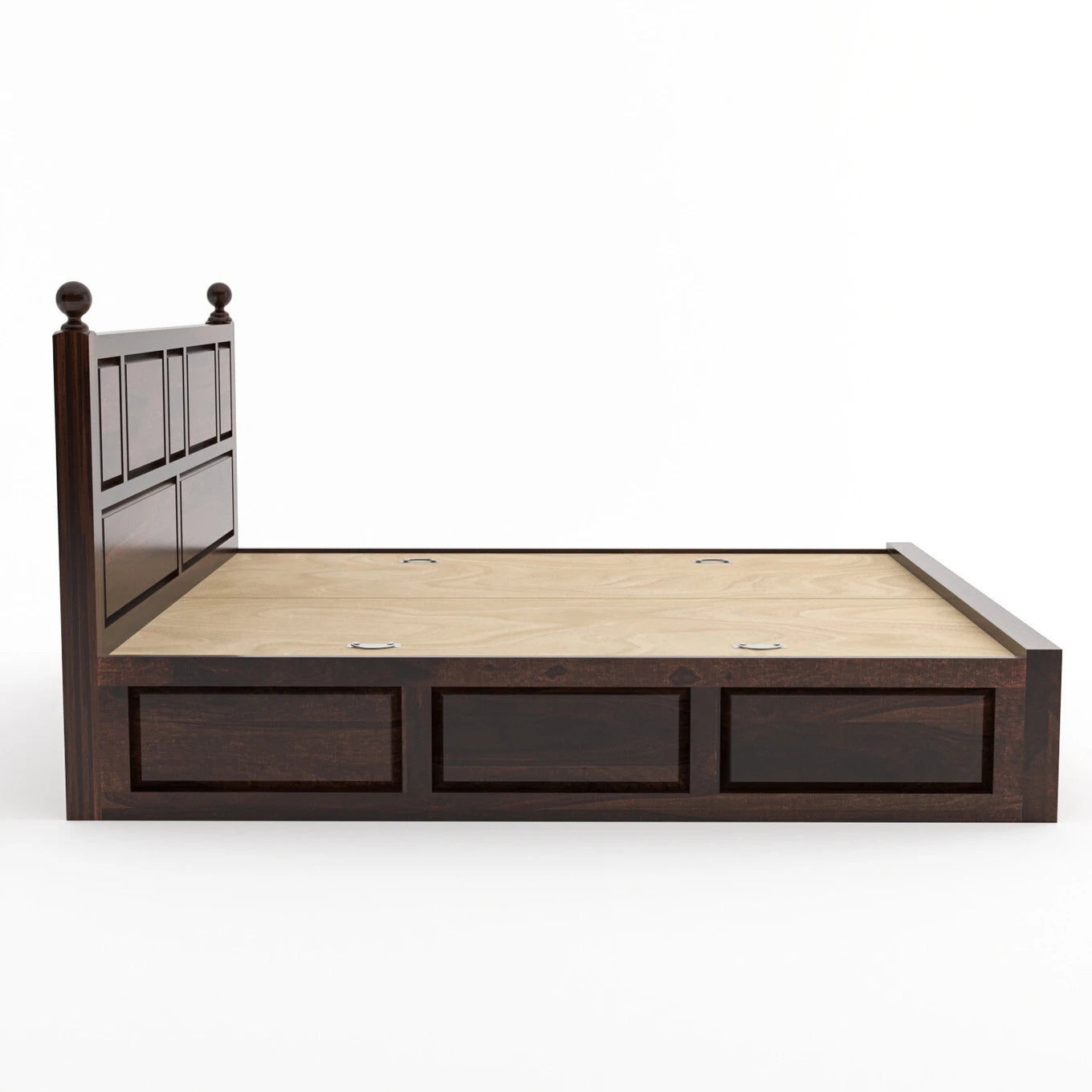 Solid Sheesham Wood King Size Bed with Storage for Bedroom