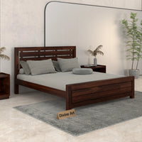 Solid Sheesham Wood Queen Size Bed with Storage for Bedroom