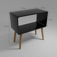 Woodzest Modern Open Shelf Bedside Table | White Nightstand with Wooden Legs