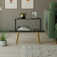 Woodzest Modern Open Shelf Bedside Table | White Nightstand with Wooden Legs
